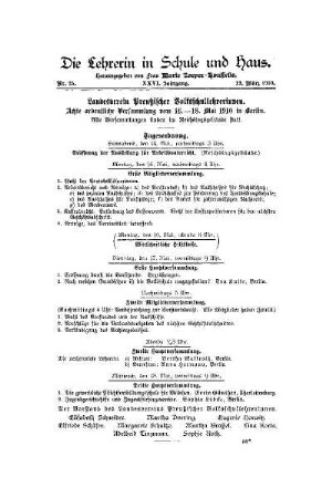 Landesverein Preußischer Volksschullehrerinnen : achte ordentliche Versammlung vom 16.-18. Mai 1910 in Berlin