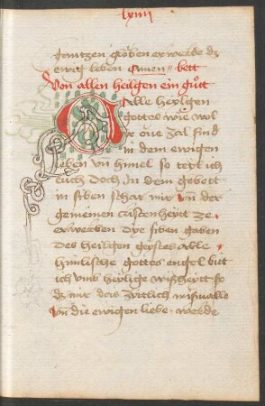 Fleuronnée-Initiale O (mit Rankenausläufern in Federzeichnung)