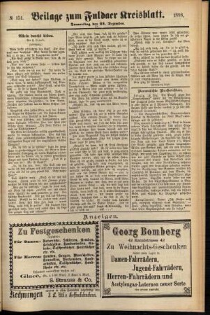 Zweite Ausgabe vom Donnerstag, den 22. Dezember 1898.