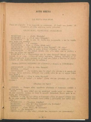 Acto sexto : La reina Bacanal