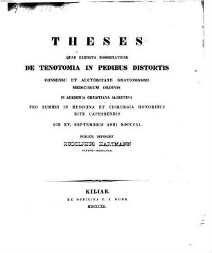 Theses quas exhibita dissertatione de tenotomia in pedibus distortis
