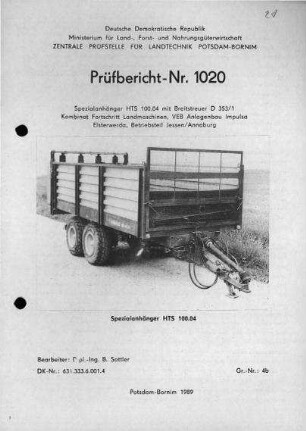 Spezialanhänger HTS 100.04