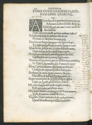 Publii Ovidii Nasonis Fastorum Liber Quartus.