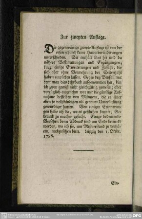 Zur zweyten Auflage