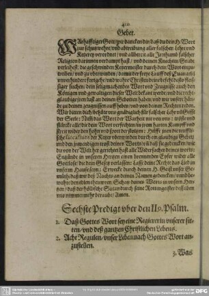 Sechste Predigt uber den 119. Psalm