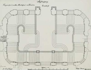 Dresden, Landhaus, Aufmaß des Treppenhauses, Grundriss, Rudolf Brauns, Hochbau Abt.
