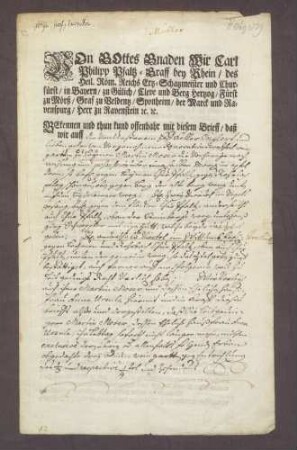 Kurpfälzischer Erblehnbrief über Weinberge zu Leimen.