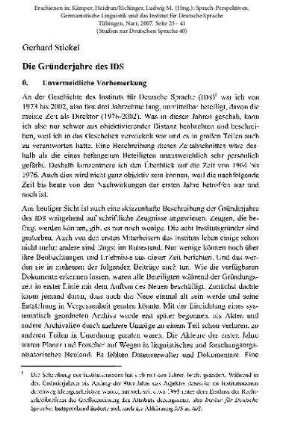 Die Gründerjahre des IDS