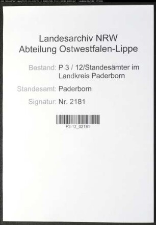 Namensverzeichnis Paderborn, Todesfälle
