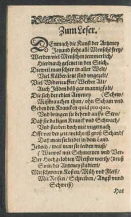 Zum Leser.
