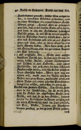Krebse mit grünen Erbsen. - Kuttelflecke, oder Magenfalten, zu kochen.
