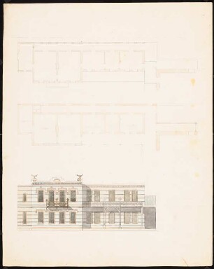Villa, Kairo (?): Ansicht, 2 Grundrisse