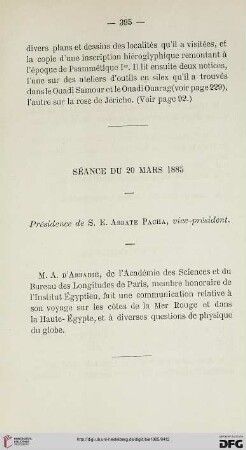 Séance du 20 Mars 1885