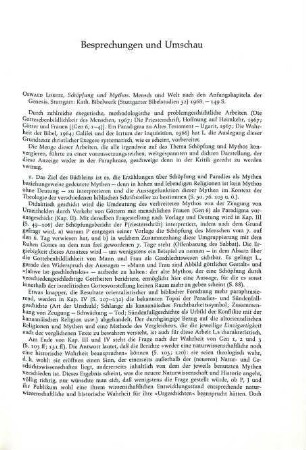 367-368 [Rezension] Loretz, Oswald, Schöpfung und Mythos