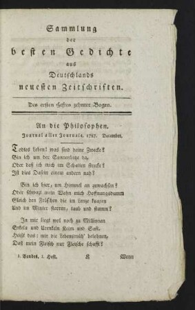 Des ersten Heftes zehnter Bogen