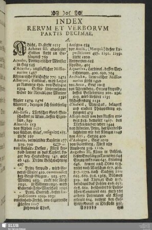 Index Rerum Et Verborum Partis Decimae
