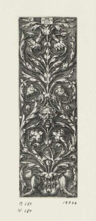 Ornament mit aus dem Körper eines Fauns wachsenden Ranken