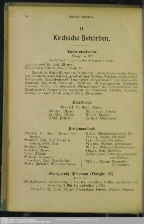 II. Behördenverzeichnis : II. Kirchliche Behörden