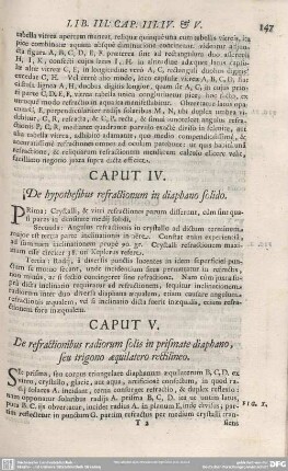 CAPUT IV. De hypothesibus refractionum in diaphano solido.