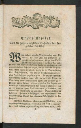 Erstes Kapitel. Von der größten möglichen Sicherheit der bürgerlichen Gesellschaft