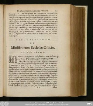 Caput Septimum De Ministrorum Ecclesiae Officio.