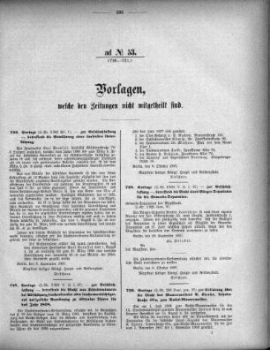 Anlage: ad No.53 (726-731), Vorlagen, welche den Zeitungen nicht mitgeteilt sind