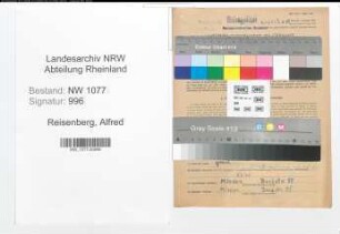 Entnazifizierung Alfred Reisenberg , geb. 23.11.1918 (Bahnpolizist)