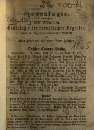 Gothaischer genealogischer Hofkalender nebst diplomatisch-statistischem Jahrbuch, 102. 1865