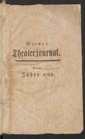 1781: Wiener Theaterjournal