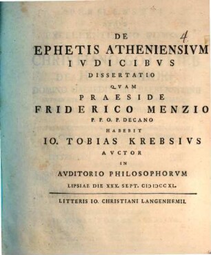 De ephetis, Atheniensium iudicibus, dissertatio
