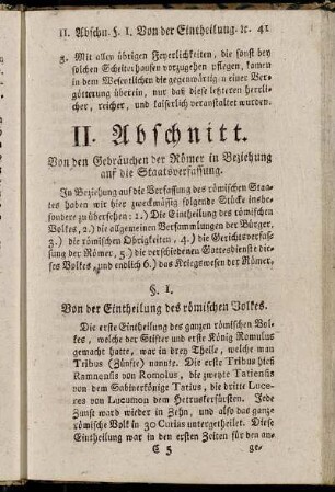§. I. Von der Eintheilung des römischen Volkes.