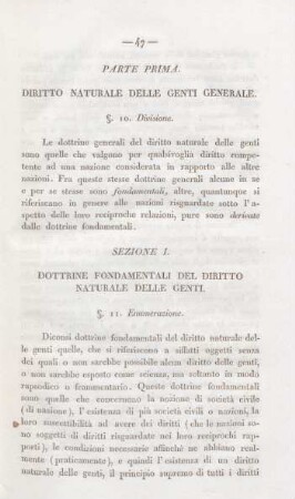 Sezione I. Dottrine fondamentali del diritto naturale delle genti