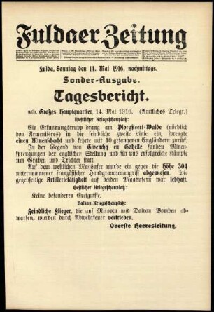 Ausgabe vom Sonntag, den 14. Mai 1916.