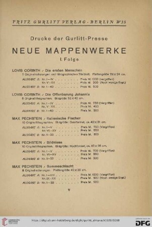 Drucke der Gurlitt-Presse. Neue Mappenwerke