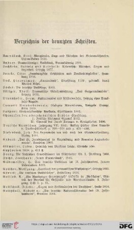 Verzeichnis der benutzten Schriften