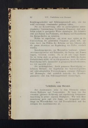 XIV. Verhältniss zum Oberarzt