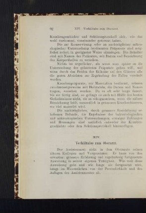 XIV. Verhältniss zum Oberarzt