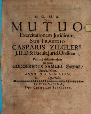 De mutuo exercitatio iur.