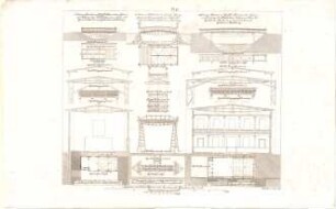 Laves, Georg Ludwig Friedrich; Salzau bei Kiel (Schleswig-Holstein); Hannover; Derneburg (Niedersachsen); 3 eiserne Brücken - Grundriss, Ansichten, Längenprofile, Querprofile, Profile