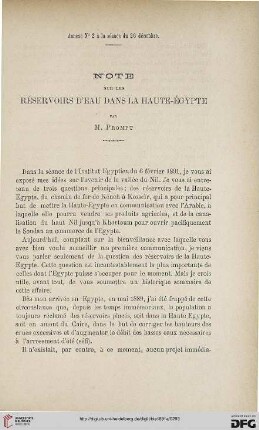 3.Ser. 2.1891: Note sur les réservoirs d'eau dans la Haute-Égypte