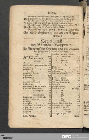 Verzeichnuß der Römischen Kaysern