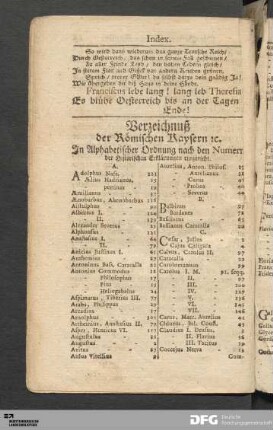 Verzeichnuß der Römischen Kaysern