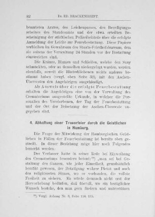 4. Abhaltung einer Trauerfeier durch die Geistlichen in Hamburg.