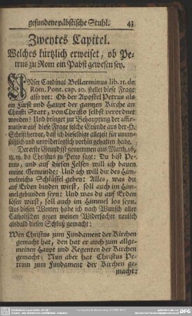 Zweytes Kapitel. Welches kürtzlich erweiset, ob Petrus zu Rom ein Pabst gewesen sey