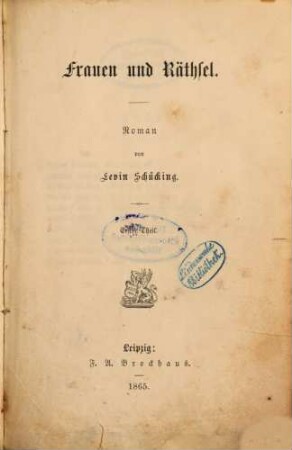 Frauen und Räthsel : Roman, 1