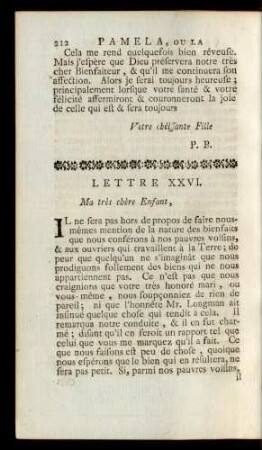 Lettre XXVI. Ma très chère Enfant, ...