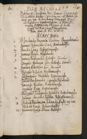 Sommerhalbjahr 1630. Rektorat Conrad Cellarius