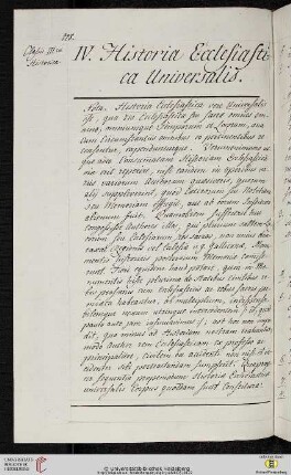 IV. Historia Ecclesiastica Universalis