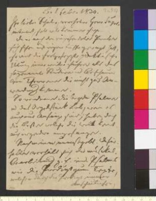 Brief von Zelter, Karl Friedrich an Unbekannt