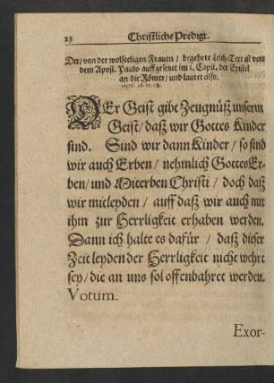 Leich-Text [...] Apost. Paulo [...] im 8. Cap. der Epistel an die Römer/ und lautet also.